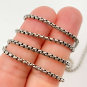 Oxidized Sterling Silver Round Box Chain